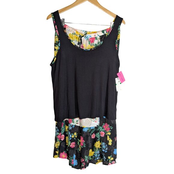NWT BETSEY JOHNSON Tank Culotte Pants Pajama Set Sz L Floral Print Flowy Boho - Picture 2 of 13